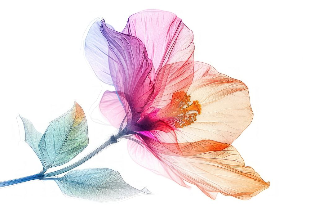 Colourful flower sketch hibiscus blossom anther.