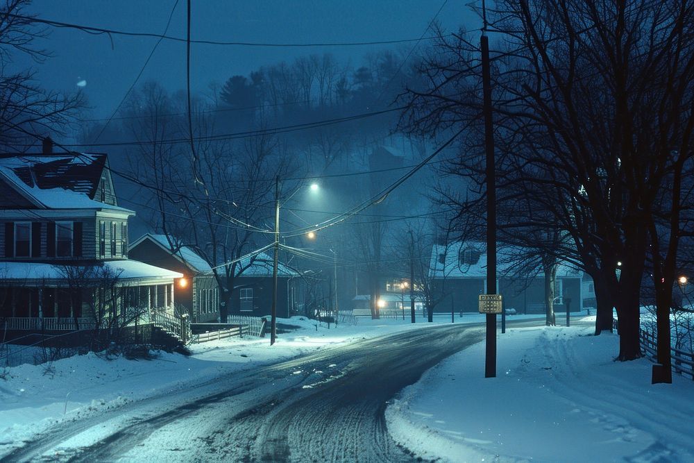 Country town landscape USA in winter neighborhood outdoors weather.