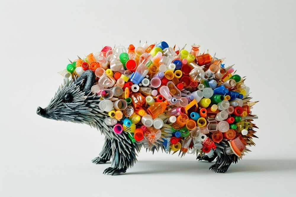 Hedgehog made from plastic handicraft blossom animal.