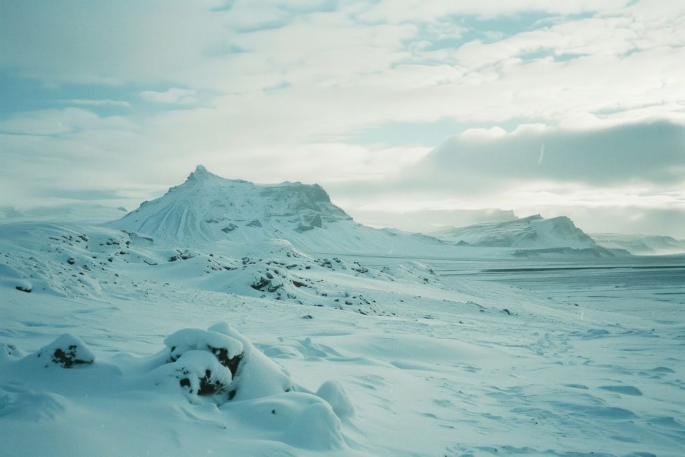 Iceland landscape winter outdoors mountain scenery.