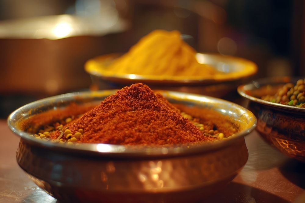 Indian spices powder food food presentation.