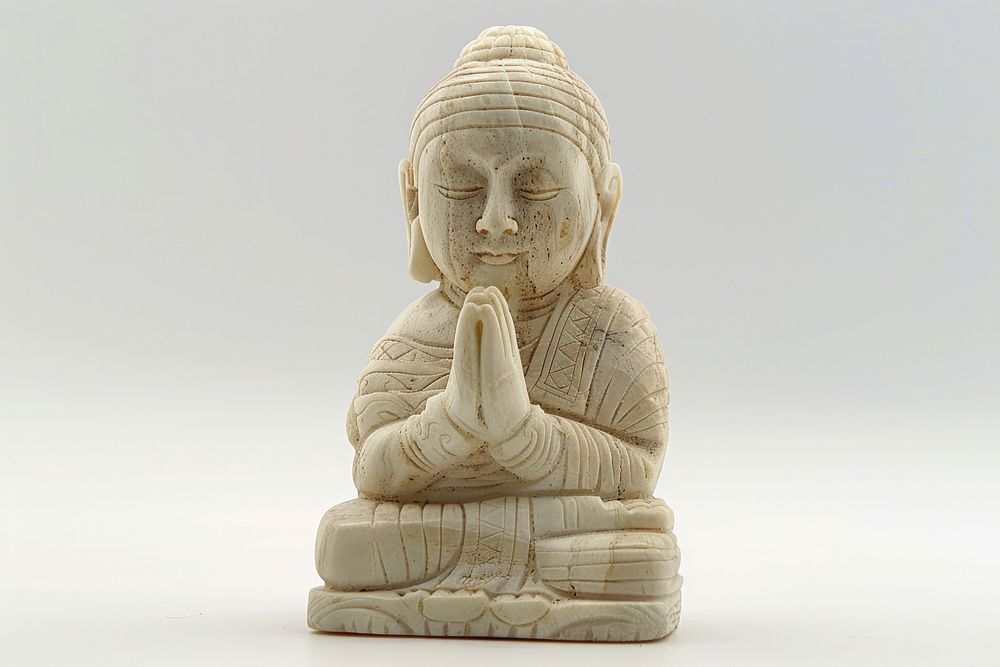 Spirituality sculpture kneeling figurine.