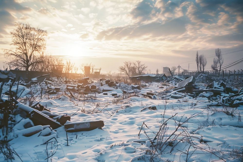 Waste landscape in winter outdoors scenery nature.