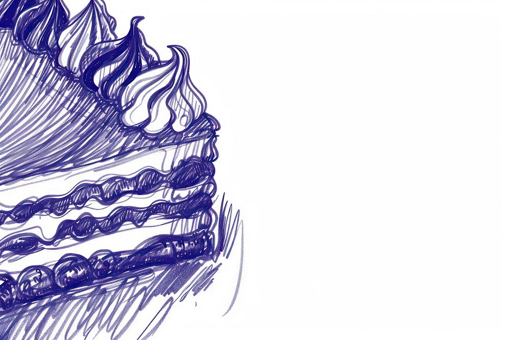 Vintage drawing cake border sketch illustrated dessert.