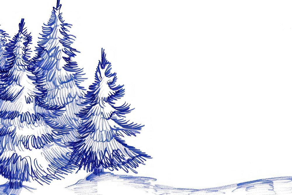Vintage drawing christmas tree border sketch illustrated conifer.