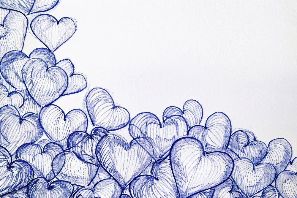 Vintage drawing hearts sketch illustrated doodle.