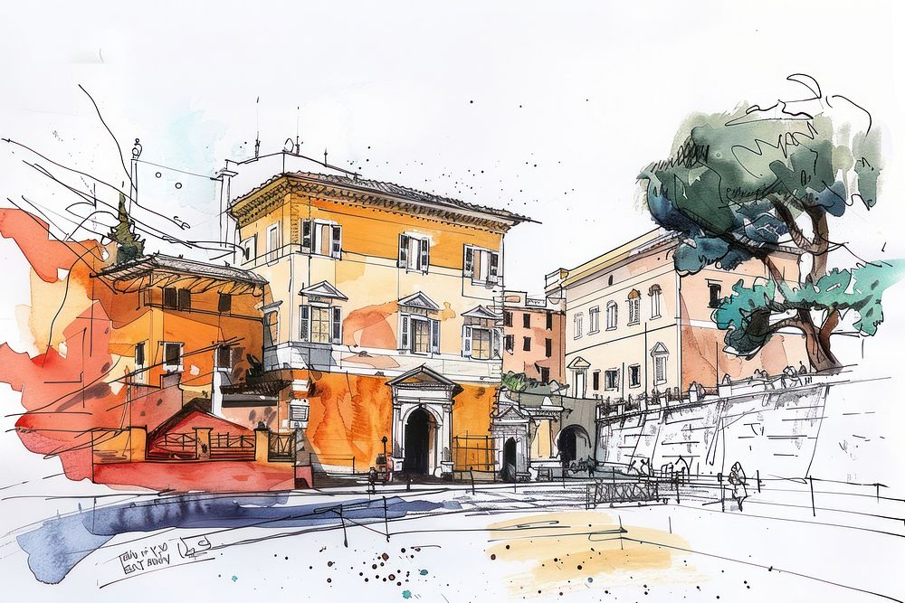 Rome theater sketch city art.