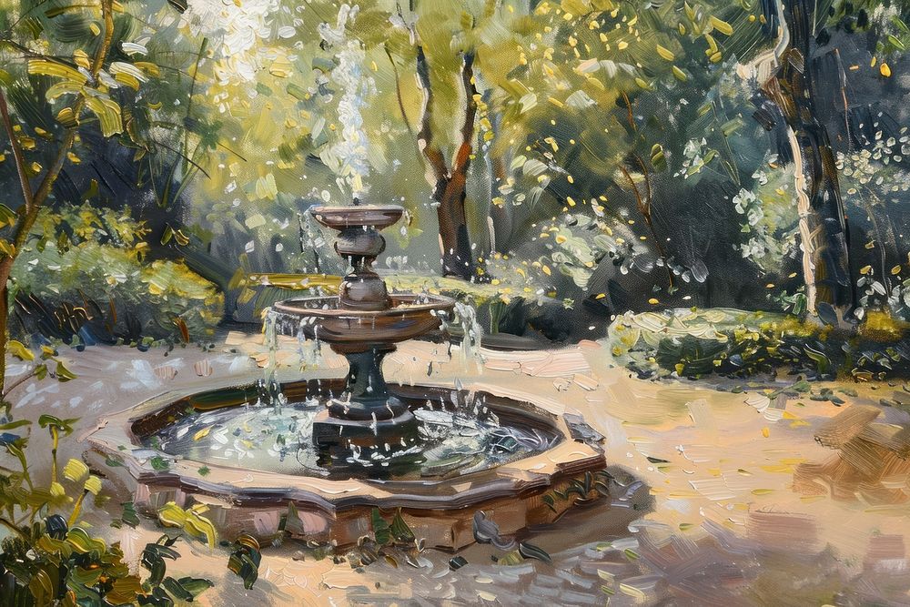 Fountain architecture outdoors painting.