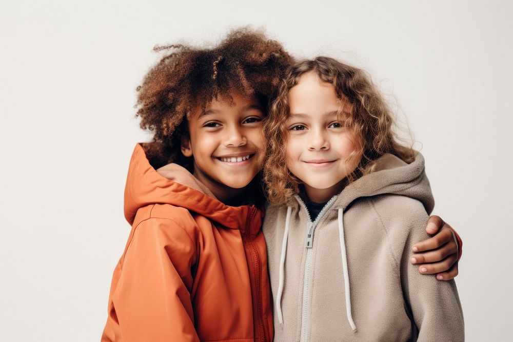 Hugging kids diversity photography.
