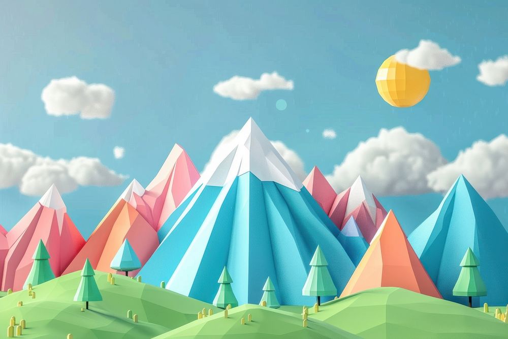 Cute mountain background backgrounds outdoors cartoon.