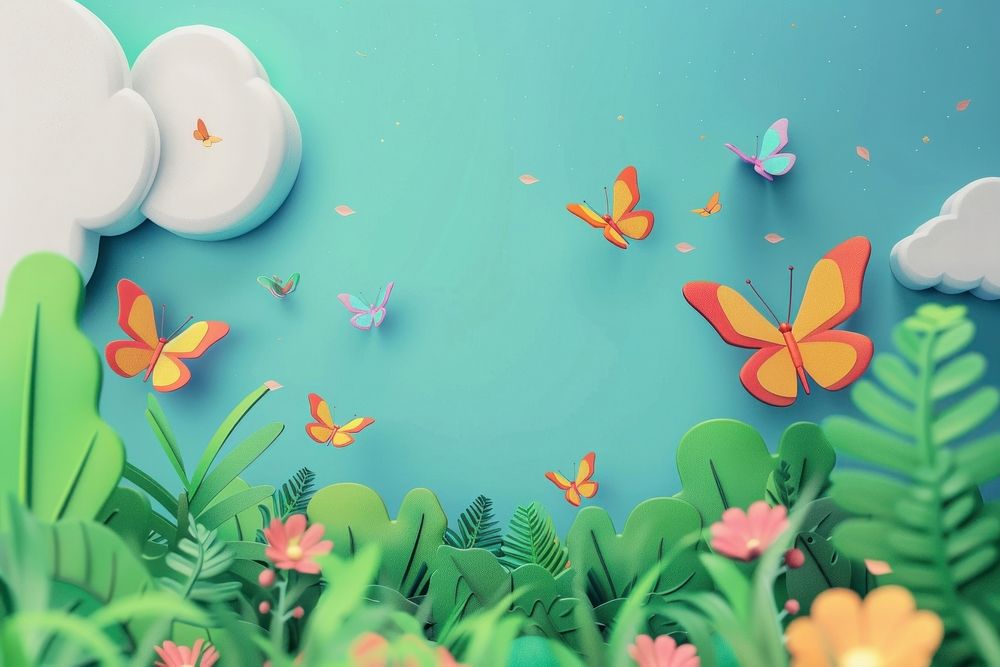 Cute butterfly background cartoon outdoors nature.