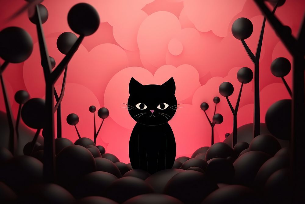 Black cat fantasy cartoon mammal.