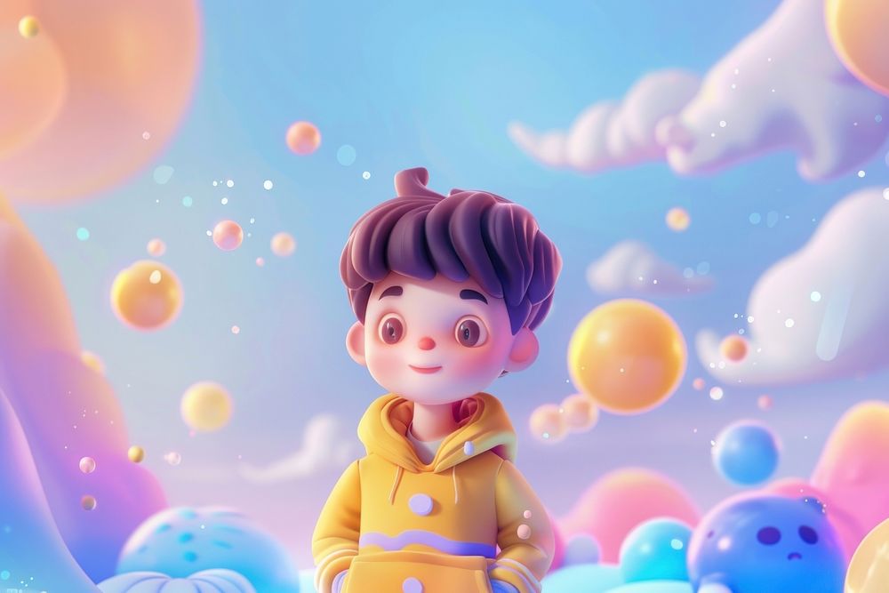 Cute boy background cartoon toy representation.