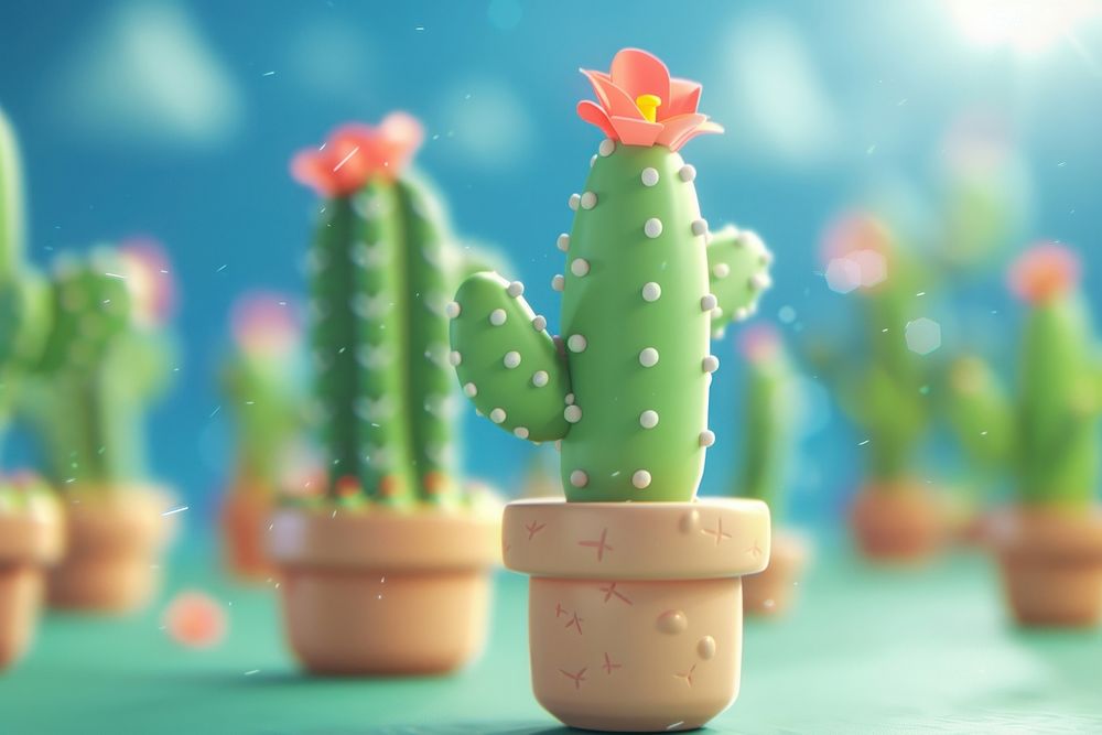 Cute cactus background plant representation celebration.