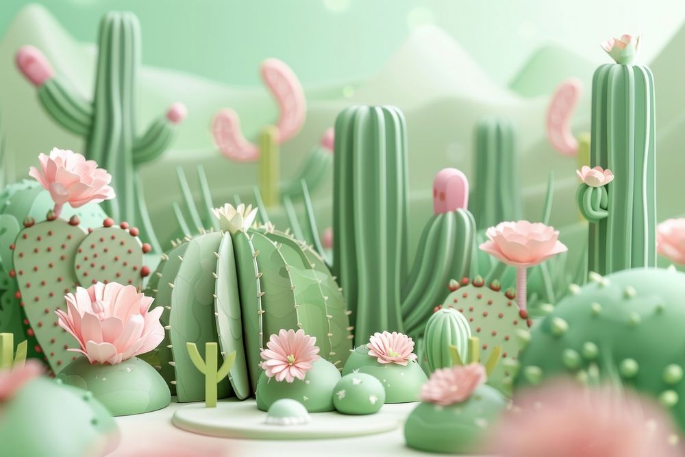 Cute cactus background plant food decoration.