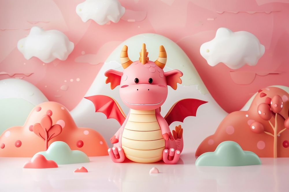 Cute dragon background cartoon representation confectionery.