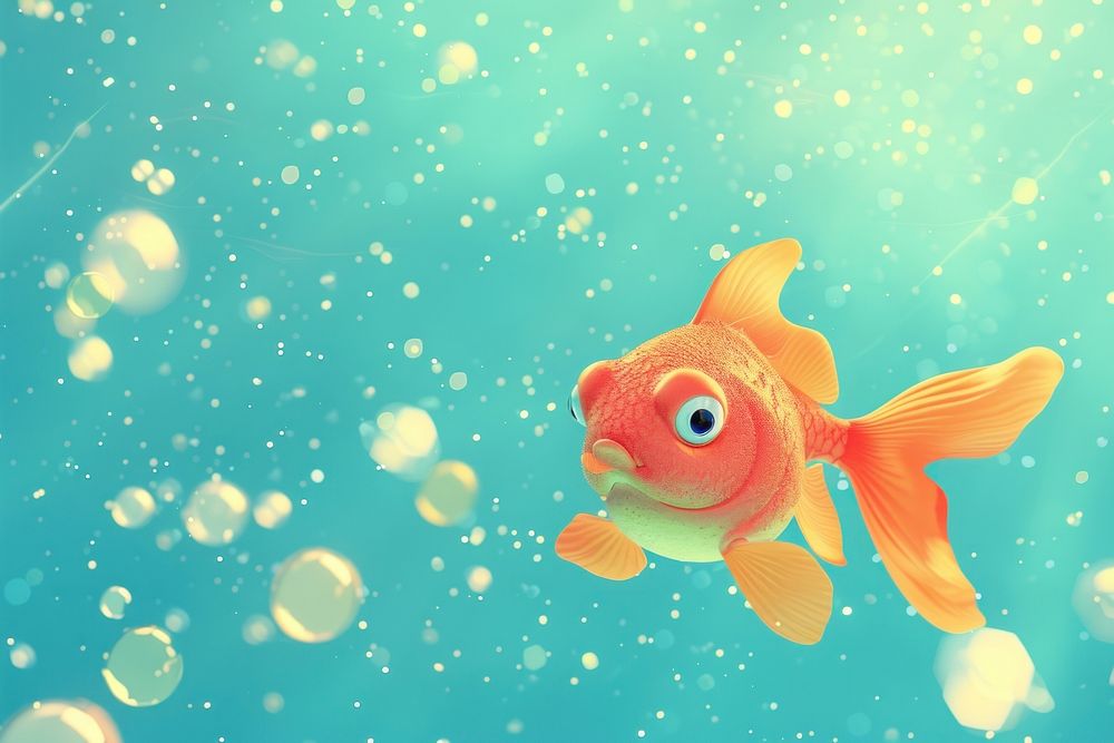 Fish goldfish cartoon animal.