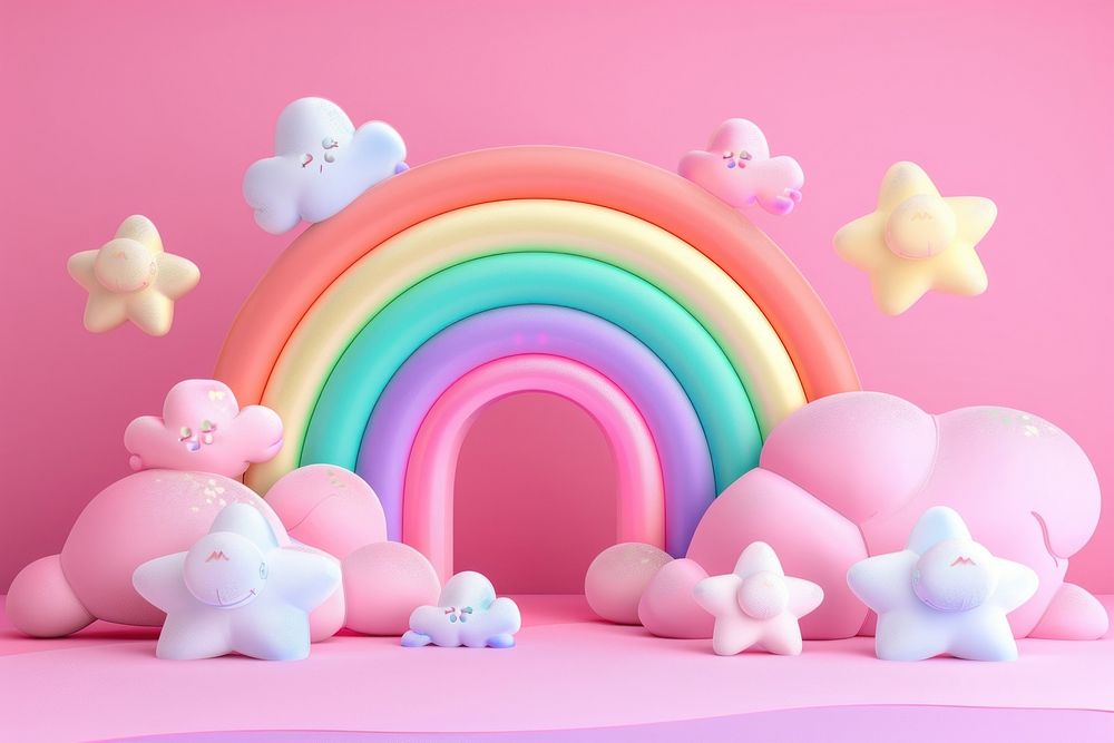 Cute rainbow background toy celebration creativity.