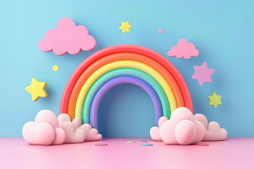 Cute Rainbow background rainbow celebration decoration.