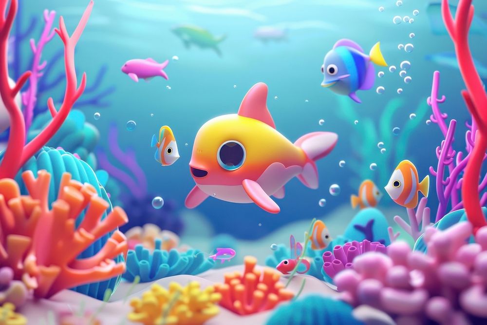 Cute underwater background aquarium outdoors cartoon.