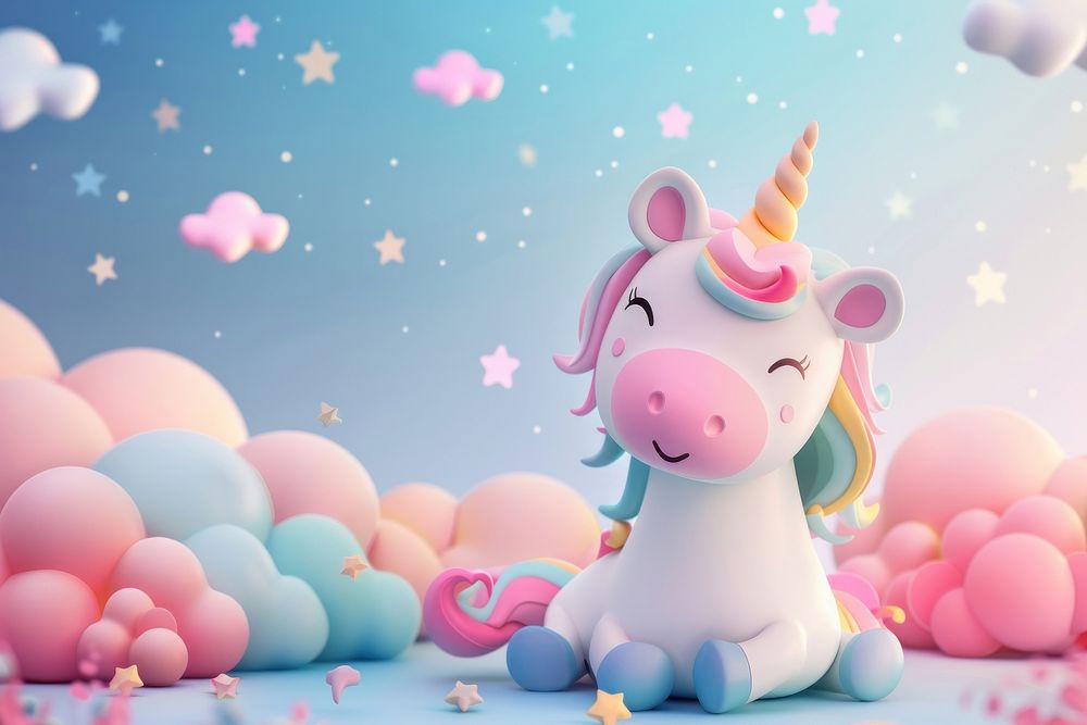 Cute unicorn background cartoon nature representation.