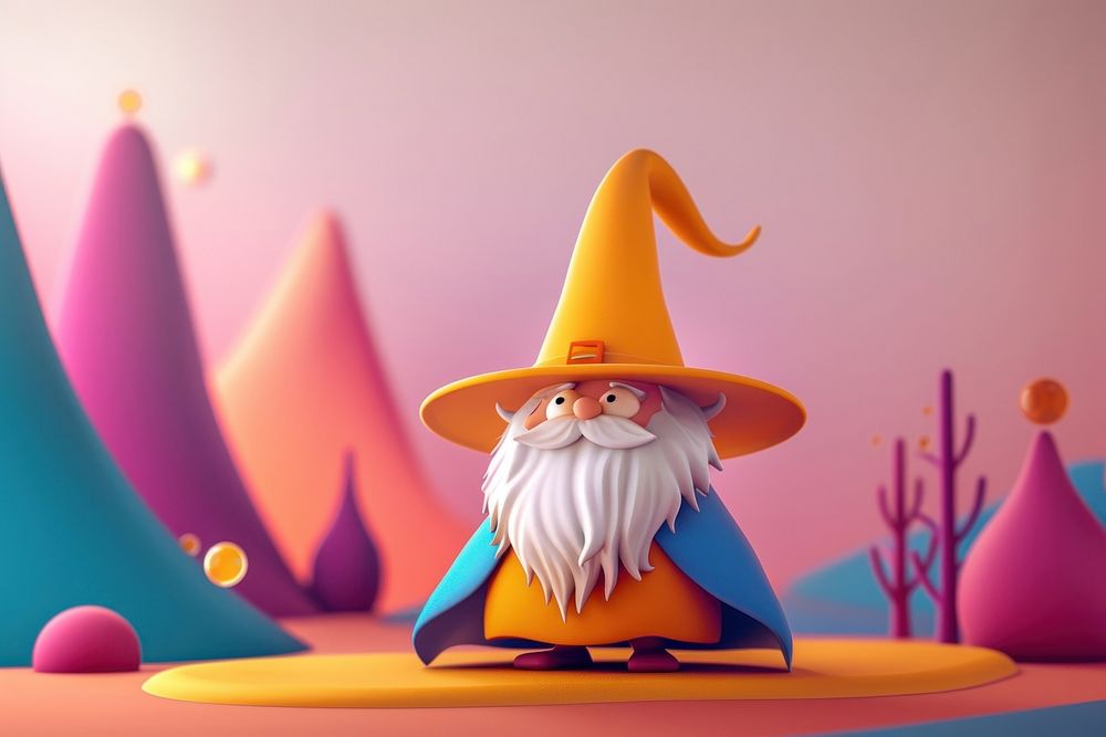 Cute wizard background cartoon representation celebration.