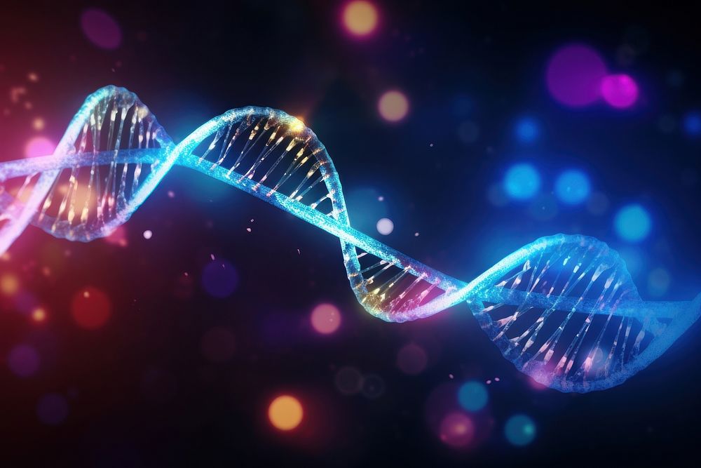 Technology blue digital background DNA.