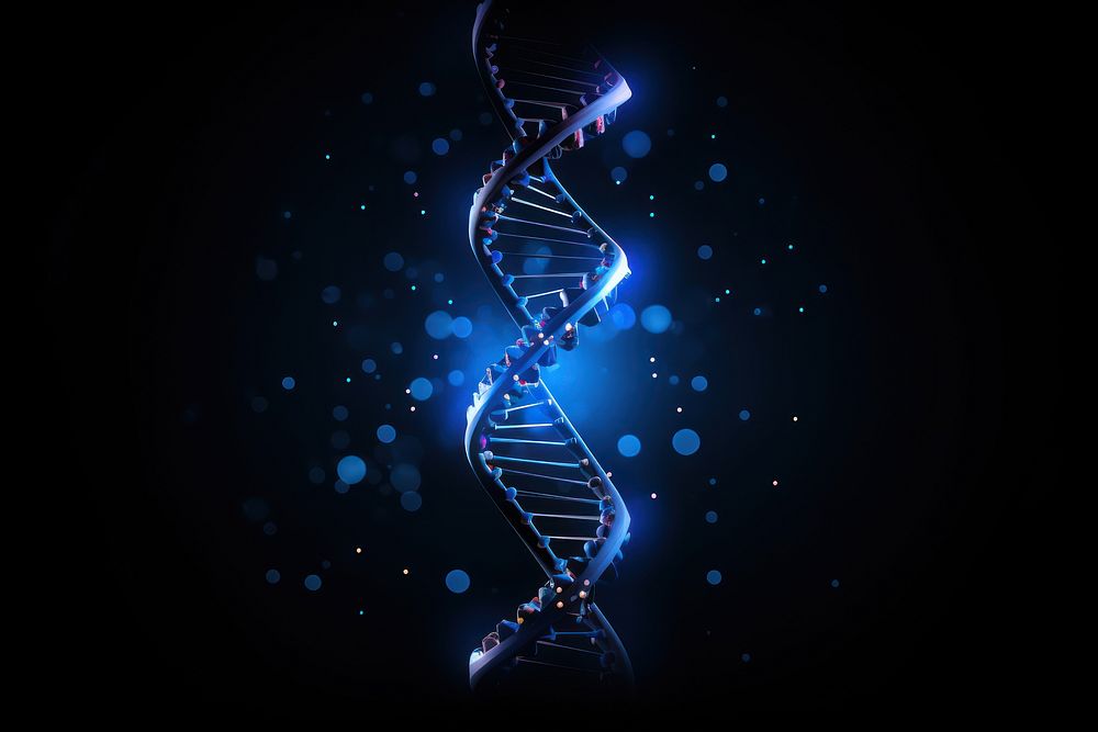 Blue digital background technology DNA.