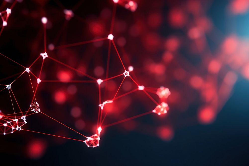 Technology red digital background network mesh.