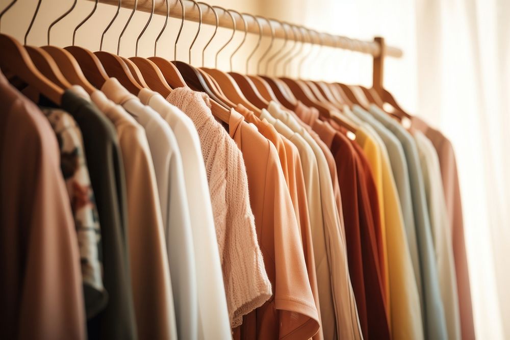 Clothes on a rack consumerism arrangement collection.