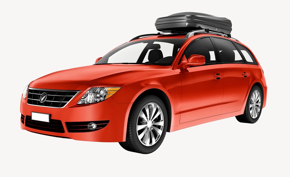 3D red hatchback car mockup psd