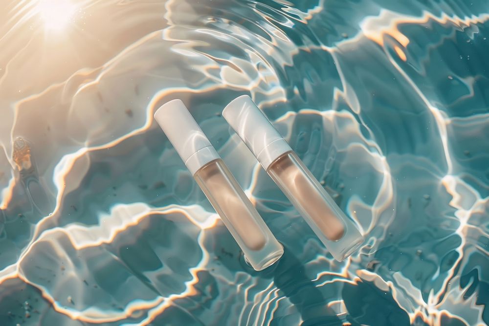 Liquid lipstick tube mockup water cosmetics device.