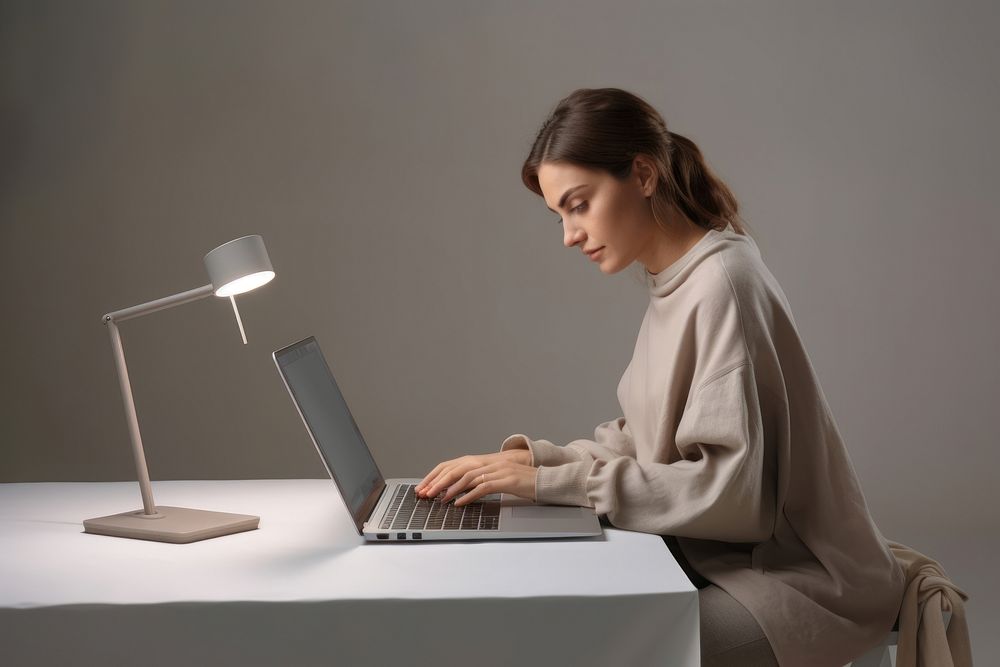 Laptop mockup computer woman electronics.