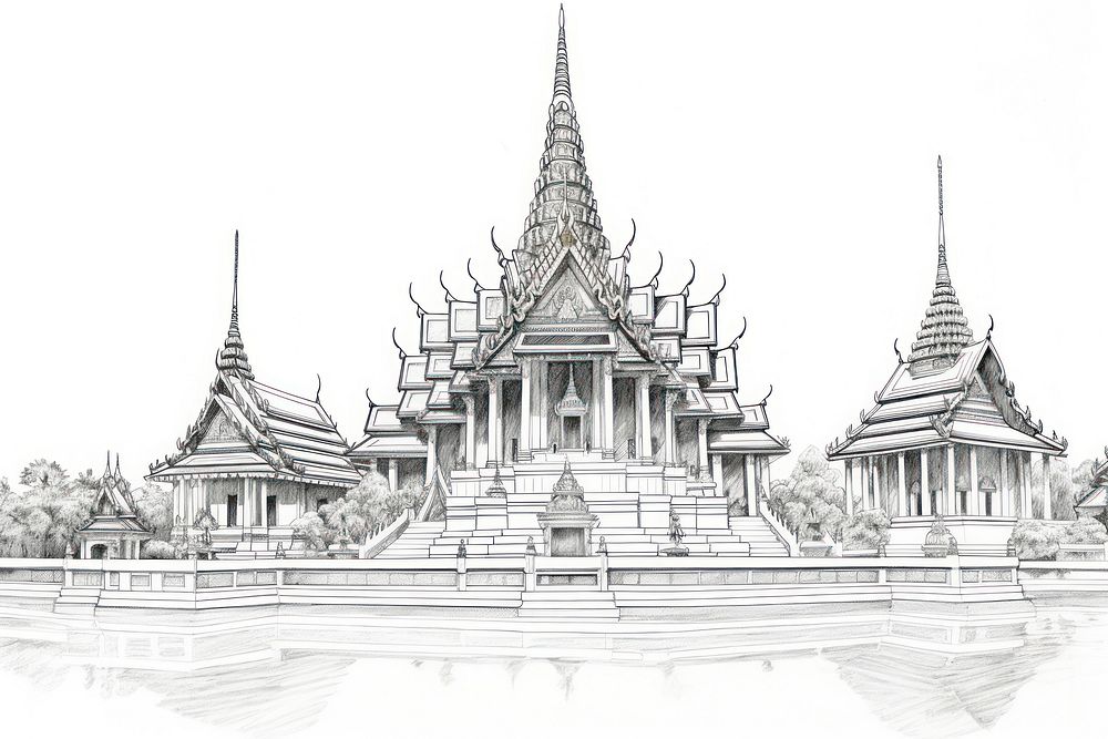 Thai Temple sketch temple art.
