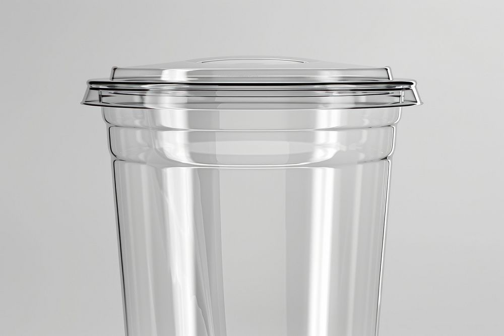 Transparent clear plastic cup mockup appliance bottle device.
