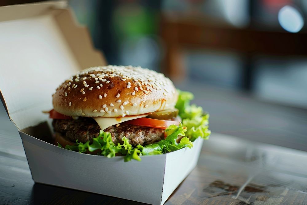 Burger box mockup food food presentation.