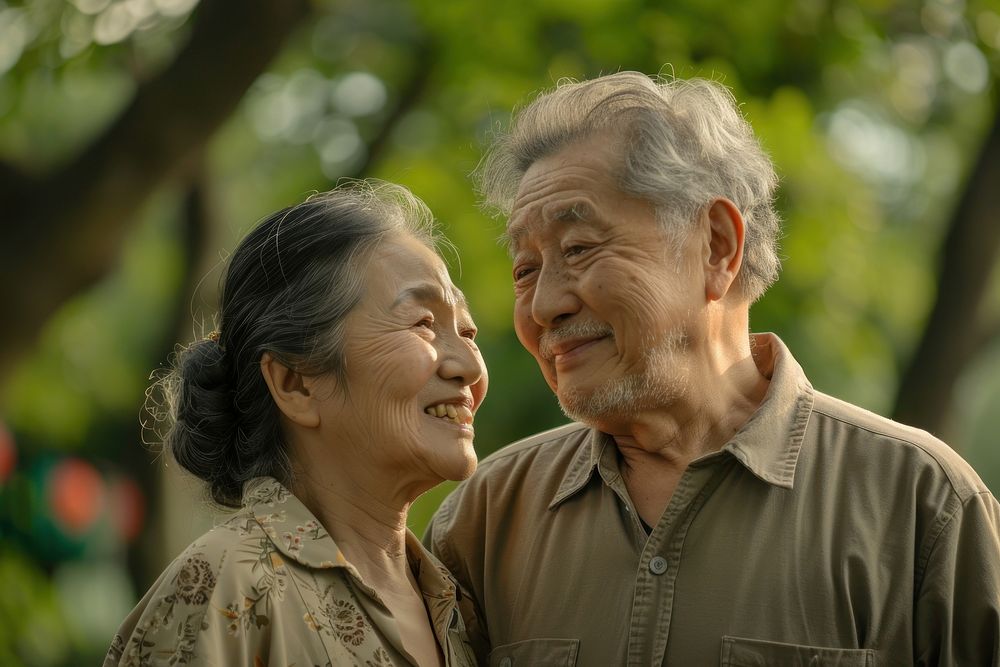 Happy asian senior couple portrait adult photo.