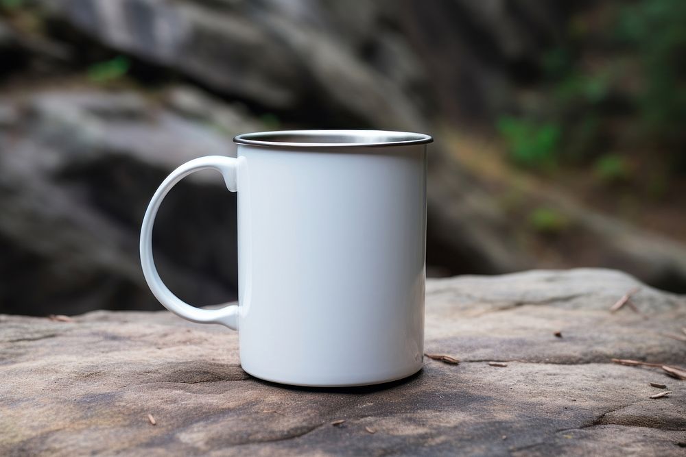 Stainless steel mug mockup porcelain beverage pottery.