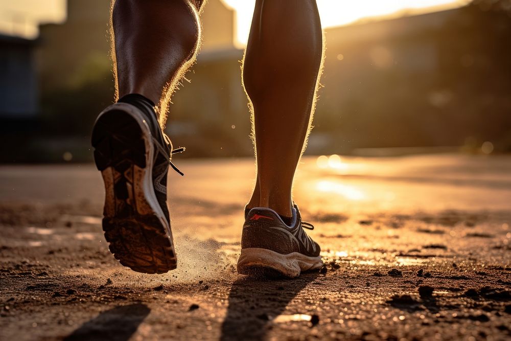 Runner feet running clothing footwear walking.