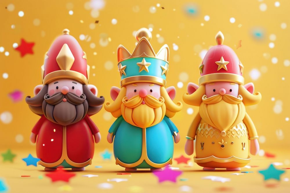 Three wise men cartoon cute representation.