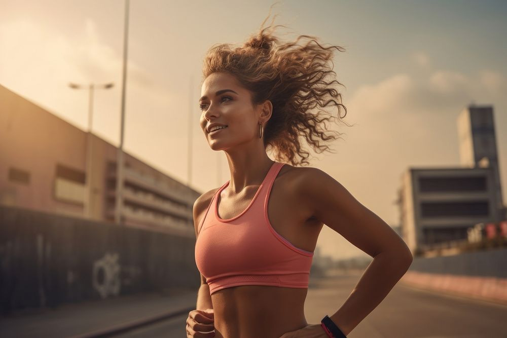Fitness exercising running jogging female.