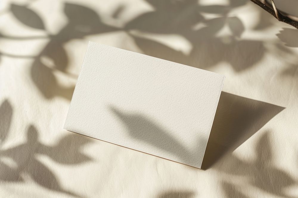Beige business card mockup paper text.