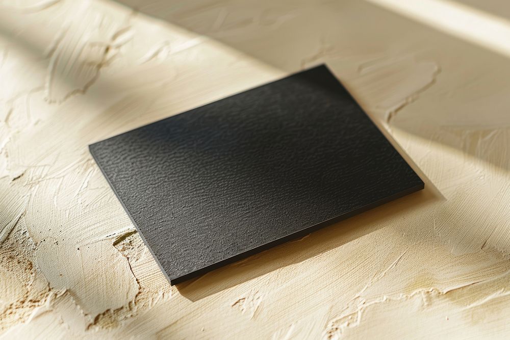 Black business card mockup paper publication plywood.