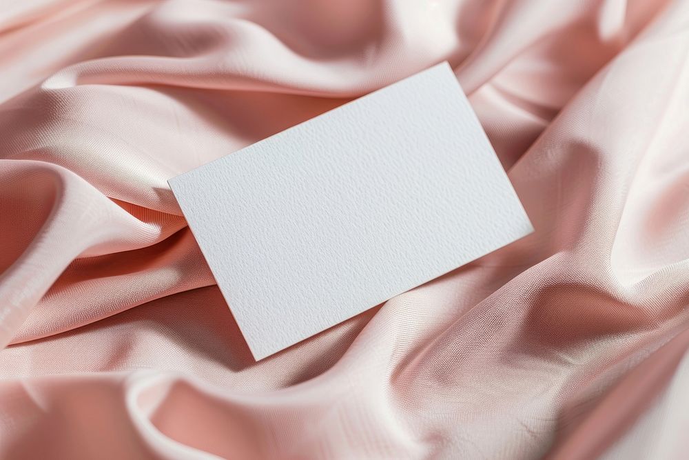 Rose gold business card mockup paper text silk.