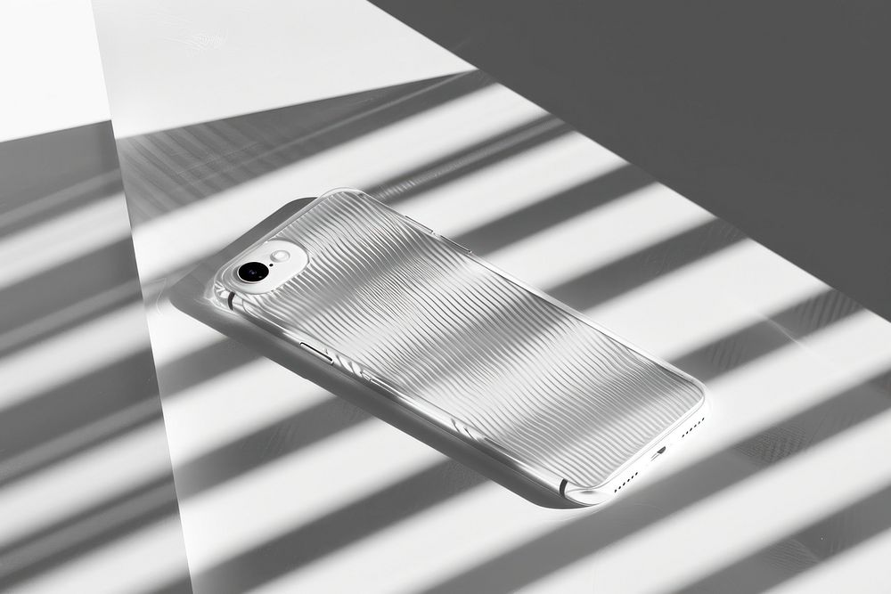 White transparent mobile phone mockup electronics aluminium cell phone.