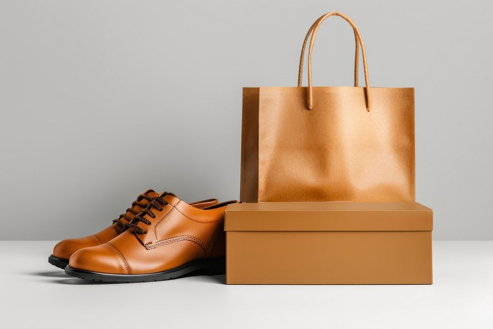 Shopping bag and box of shoes mockup accessories accessory clothing.