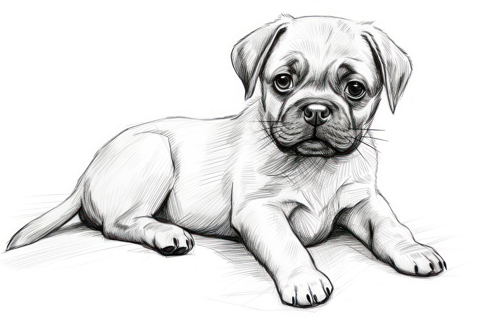 Puppy drawing sketch illustrated.