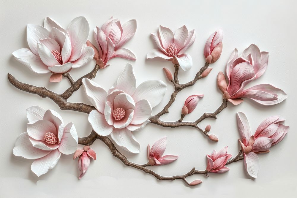 Magnolia flower blossom petal plant.