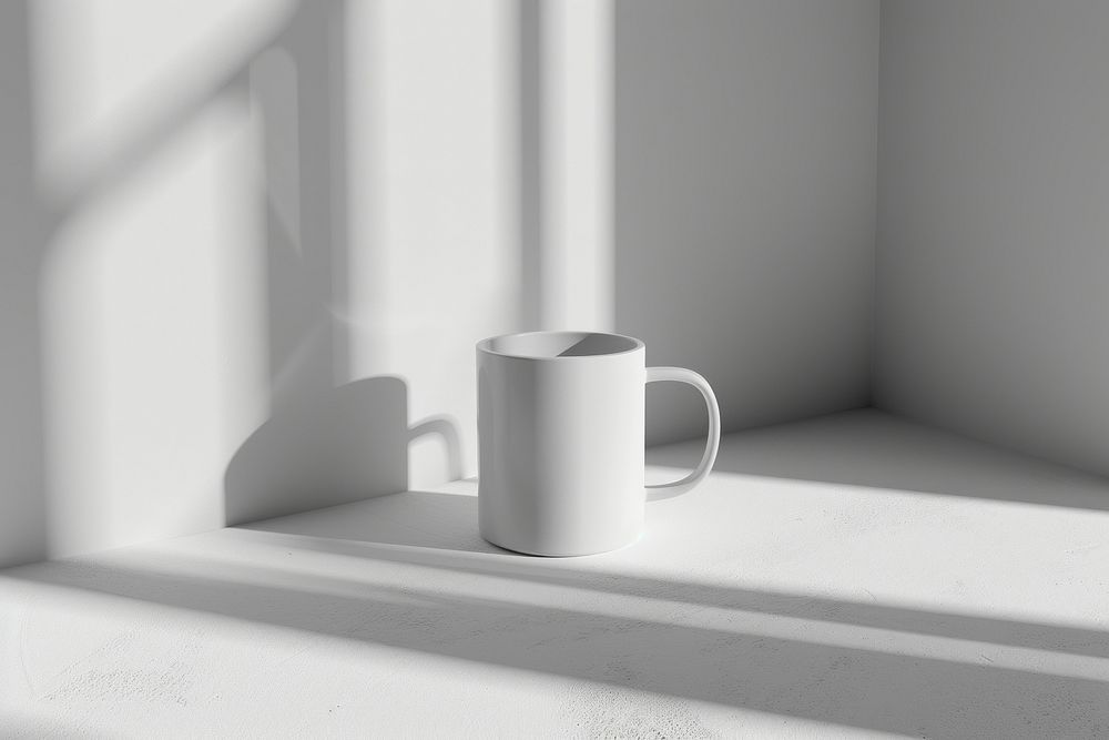 Plastic mug mockup windowsill beverage coffee.