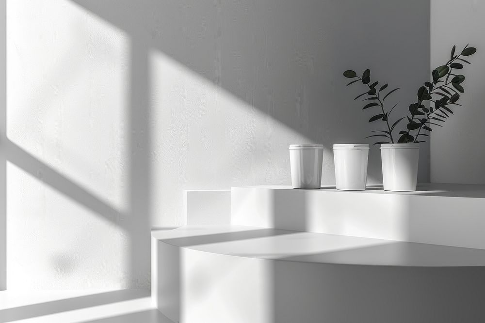 Instant food packaging mockup architecture windowsill furniture.